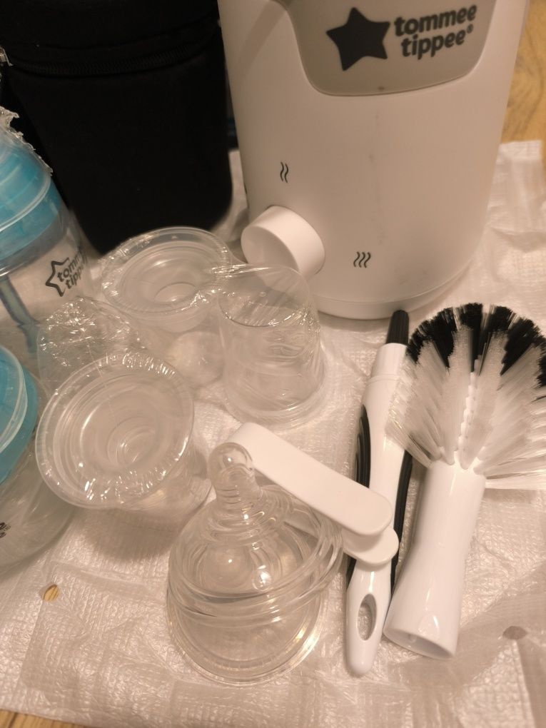 Tommee Tippee Комплект, стерилизатор, нагревател,анти-колик шишета и а