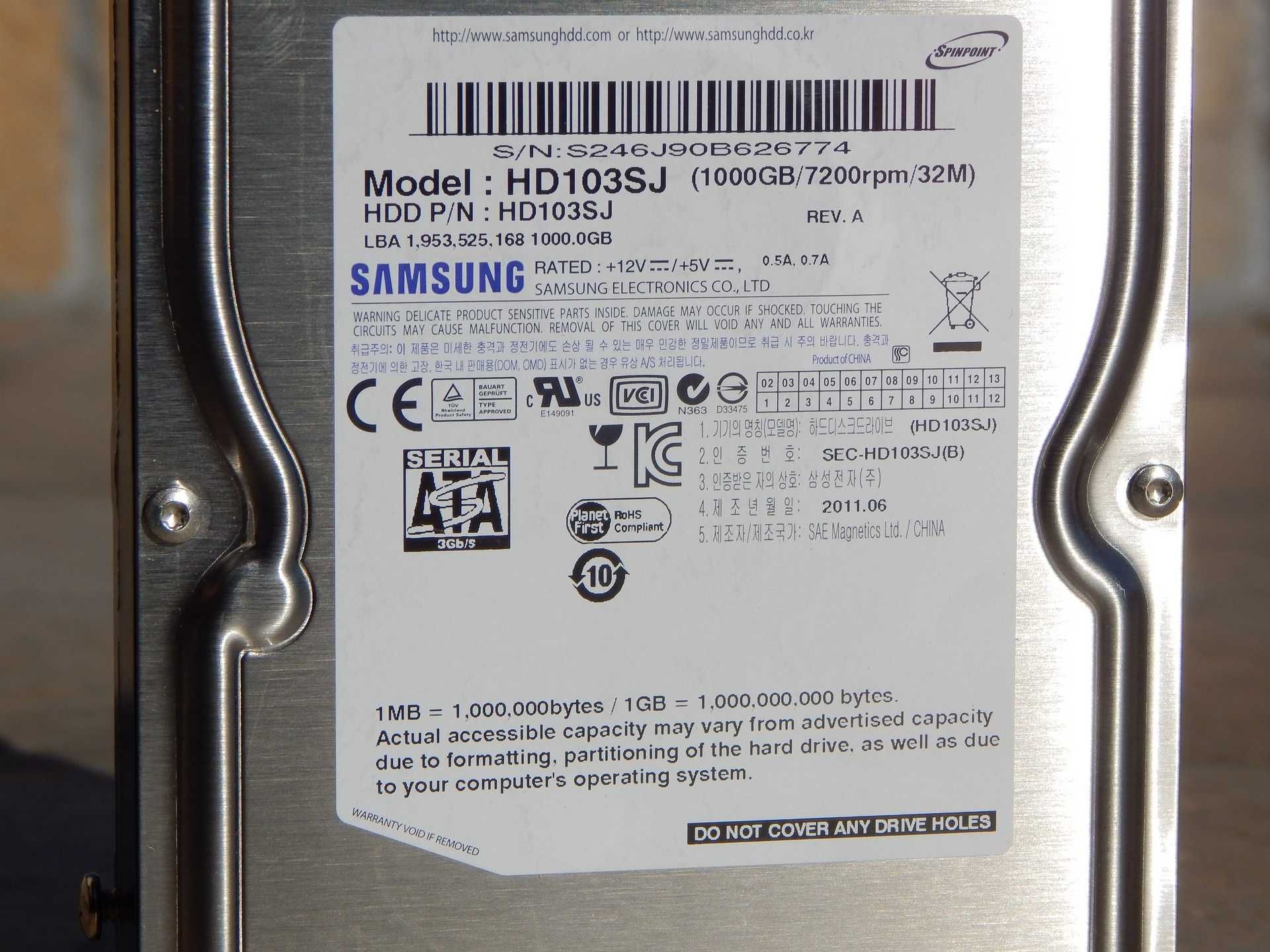 Hard disk HDD Samsung HD 103 SJ 1 Tb 7200 rpm 2 Mb cache