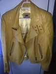 Jacheta biker galbena piele naturala