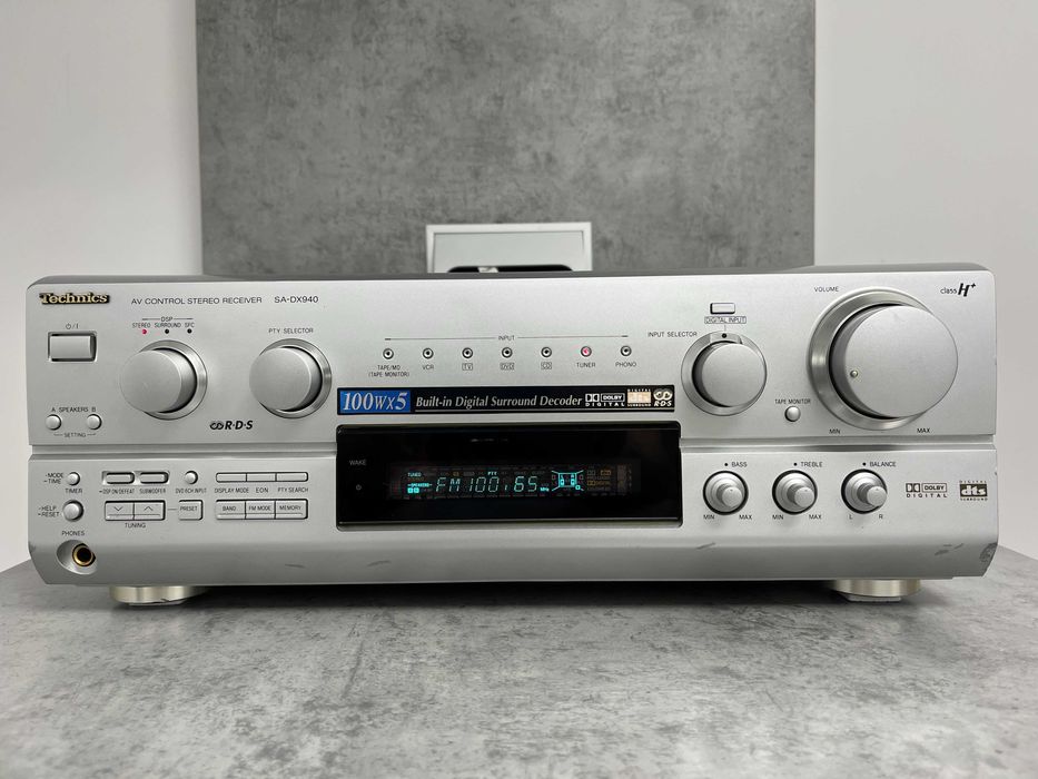 Technics SA-DX940, amplituner, intrare optica, argintiu, silver