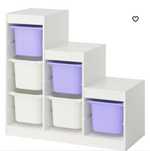 TROFAST Ansamblu depozitare+cutii, alb alb/lila, ikea nou