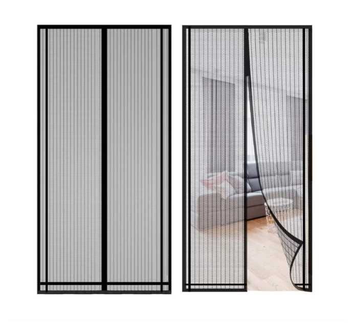 Set 2 x Plase Anti-insecte, Inchidere Magnetica, 210X100cm, Negru