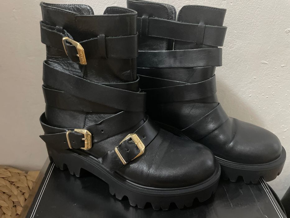 Ghete din piele naturală ,Nila&Nila