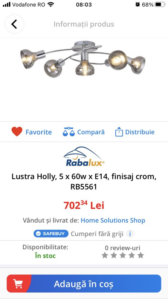 Lustra Rabalux Holly 5 x 60w x E14 NOUA