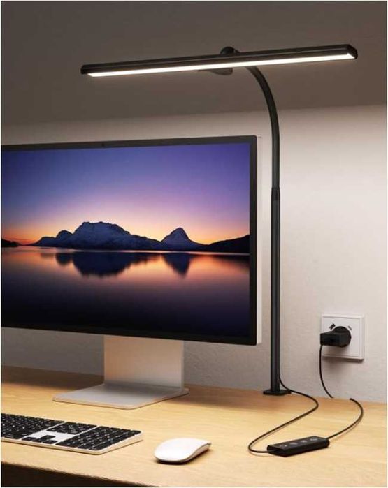 НОВА! LED Настолна лампа, 40 см 12 W, димируема, скоба за захващане