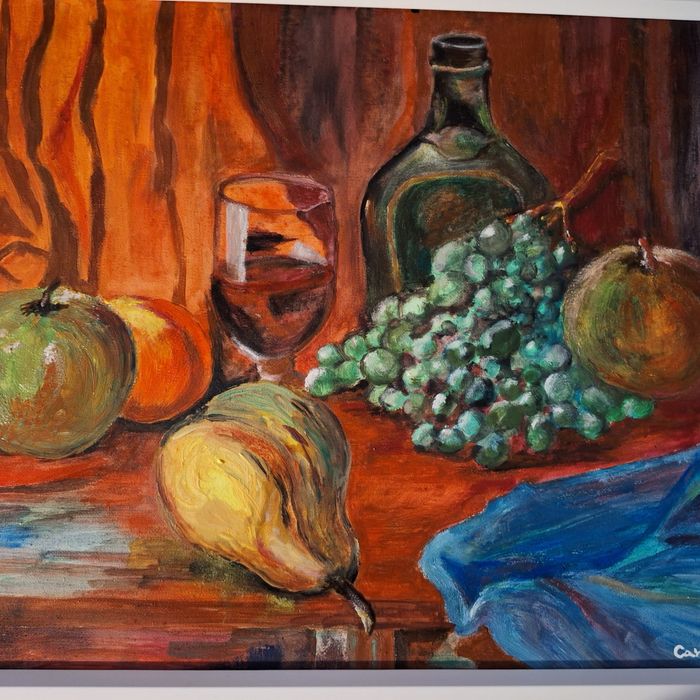 Pictura Fructe cu pahar.