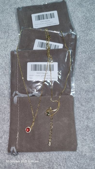 Lot 22 coliere TINGN argint placat cu aur 14k