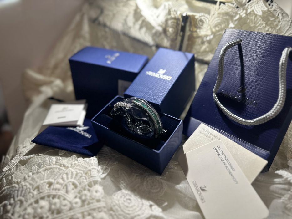Brățară Swarovski matrix fixa verde cu argintiu