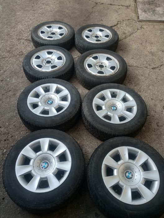 Roți aliaj BMW 15, oțel Renault, Logan 15 și anvelope vară 16, schimb