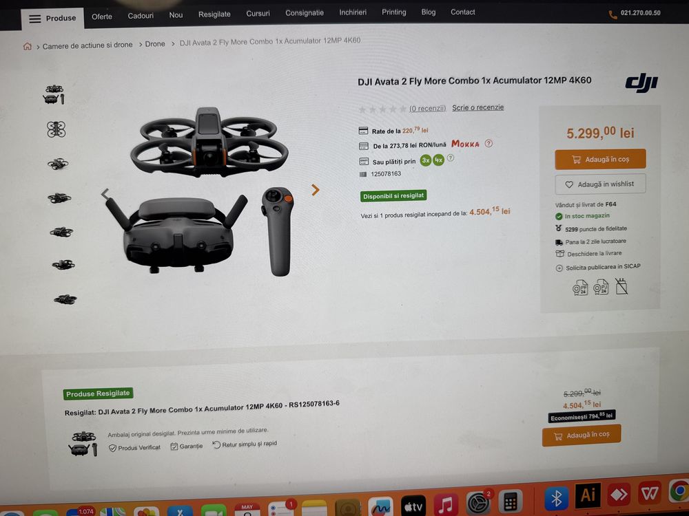 Drona dji avata 2 fly more combo single battery sigilata garantie 24 l