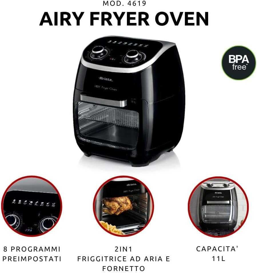 Ariete 4619 Фритюрник с горещ въздух и фурна и грил в едно, 11L, 2000W