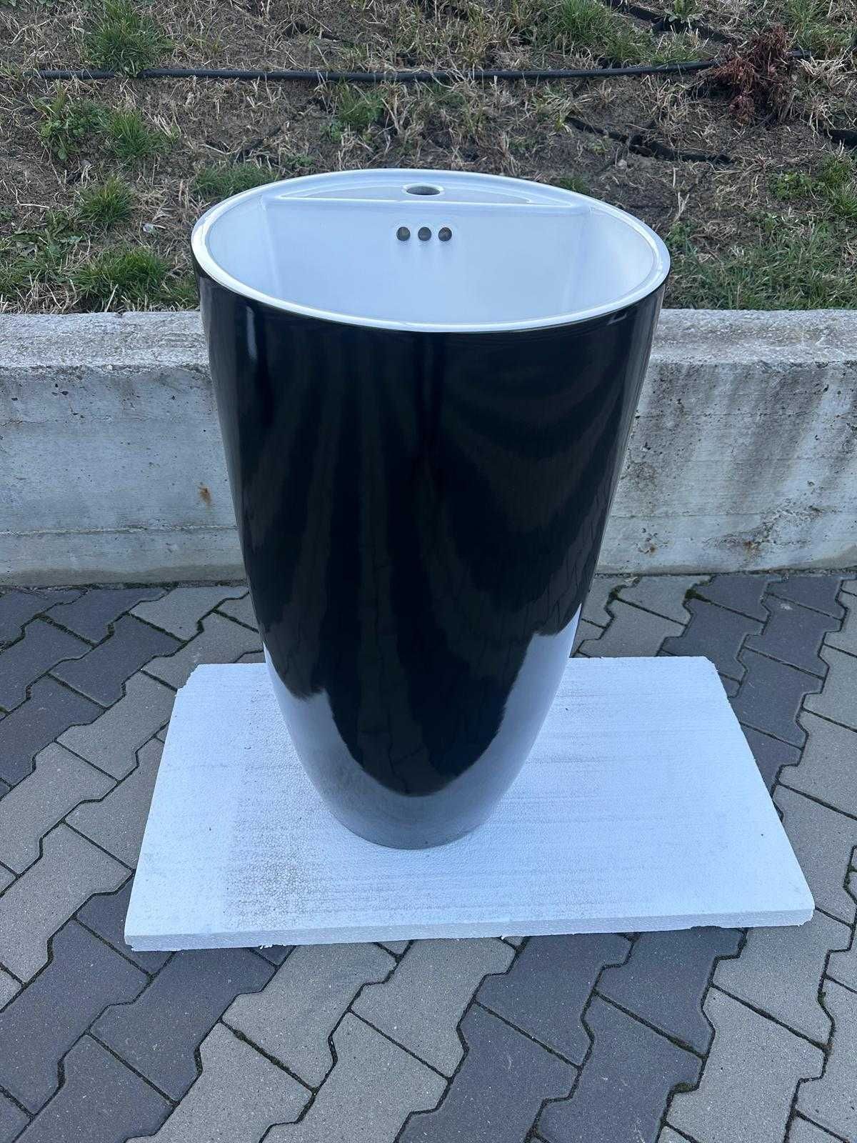 Lavoar stativ Negru exterior si Alb interior, montaj pe podea