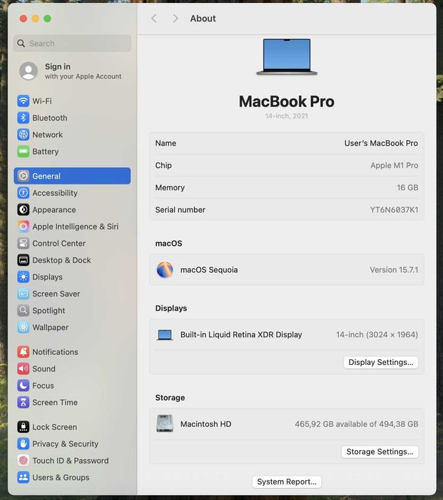 Apple MacBook Pro 2021 14" модел A2442 M1 Pro/16GB/500GB