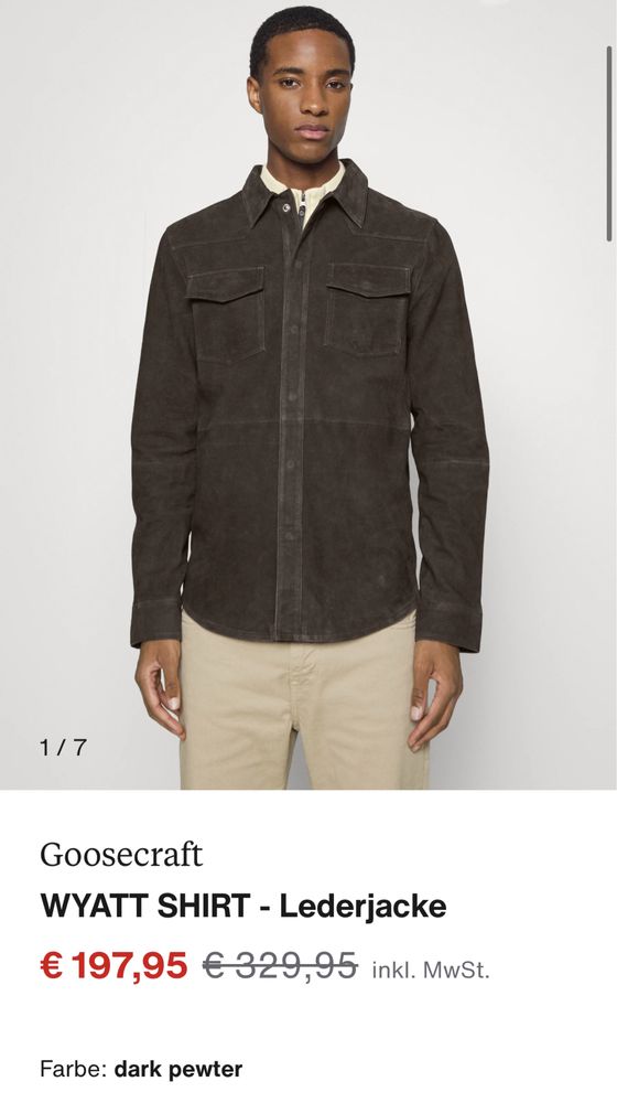 НОВО Goosecraft Wyatt Shirt ОРИГИНАЛНО мъжко яке/естествен велур - М