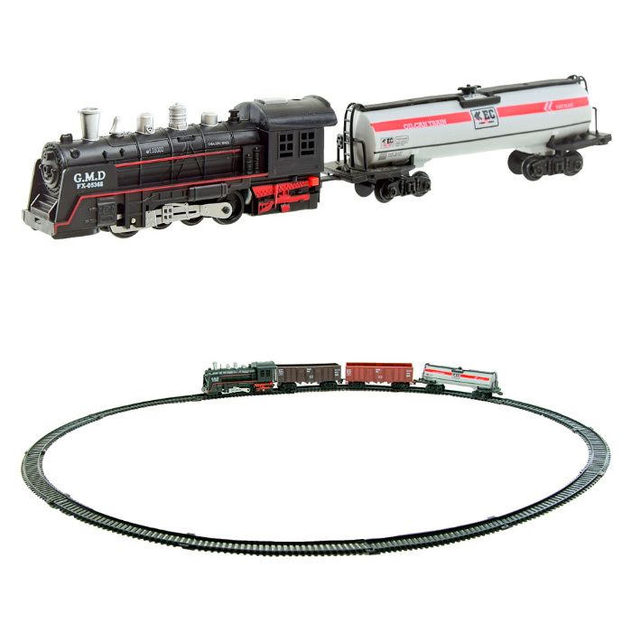 Железная дорога на батарейках (Поезд + 3 вагона) с прожектором