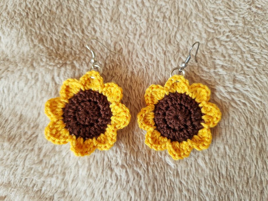 Ръчно изплетени обеци с авокадо или слънчоглед