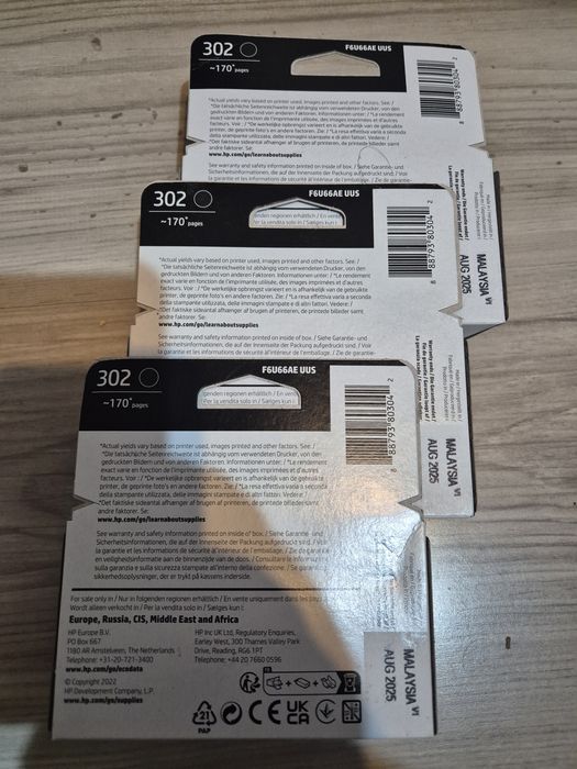 Cartus / e imprimanta HP 302 Black x3 bucati