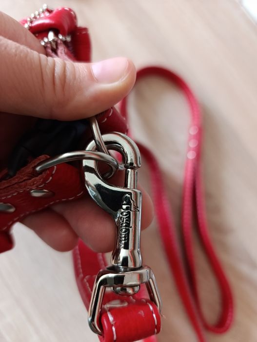 Ham și lesă ptr câini din  piele naturală