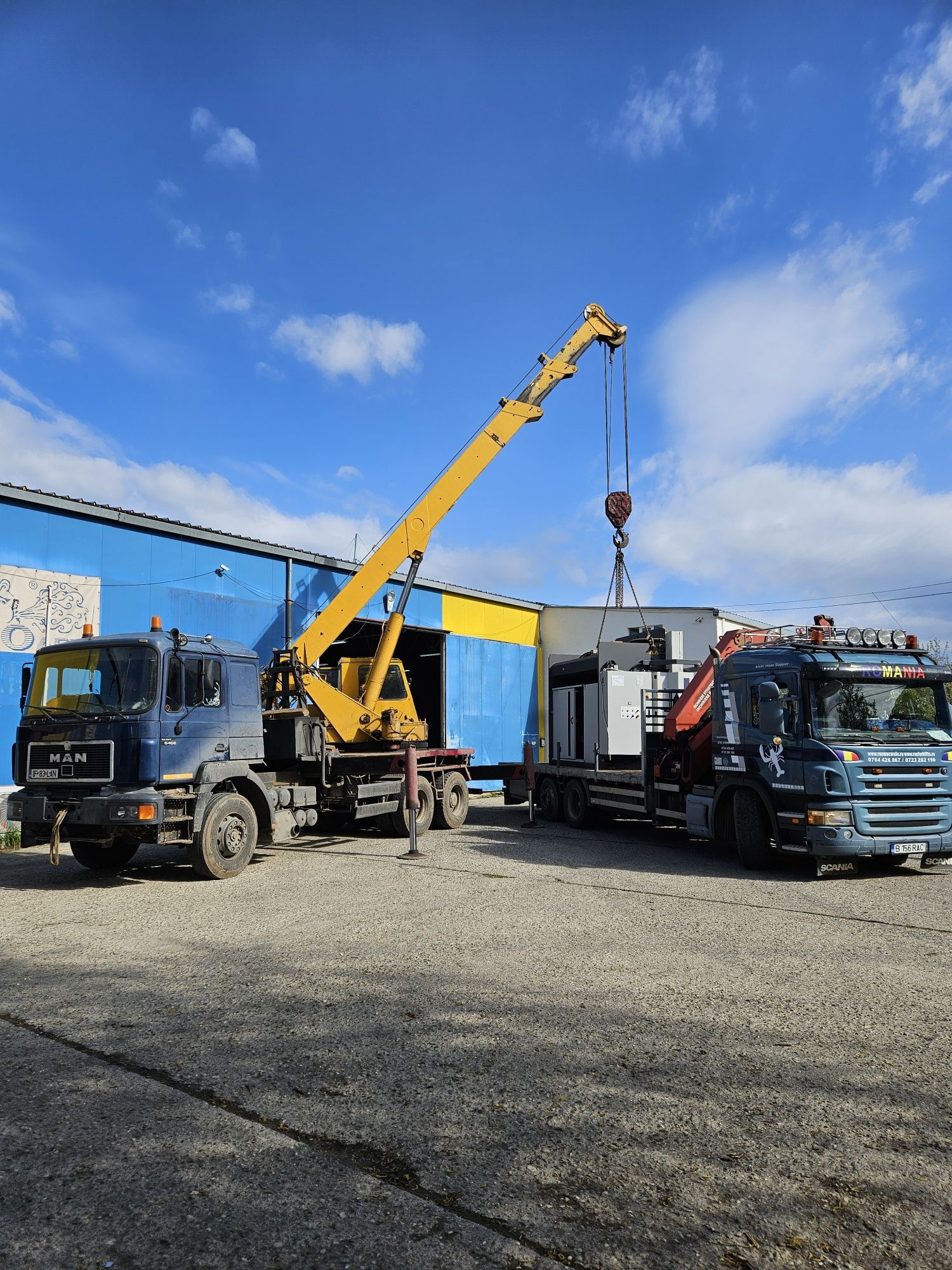 Inchiriere Camion cu Macara Transport Containere Utilaje Nacele CNC