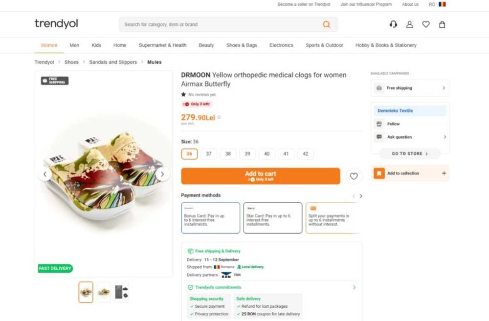 Saboti medicali ortopedici galbeni cu imprimeu, femei, marimea 37