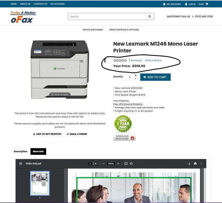 Професионален лазерен принтер Lexmark M1246. Компактен.