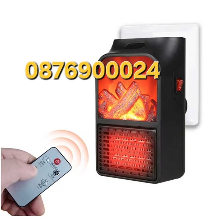 ПРОМО! Икономична отоплителна мини ПЕЧКА отоплител 900W с КАМИНА