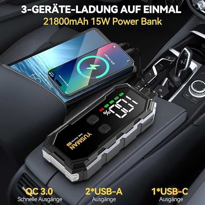 YUSMAN Starter extern pentru mașini | Încărcător de baterie de 6000A