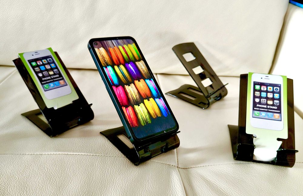 Suport telefon plastic , negru - Suport telefon birou