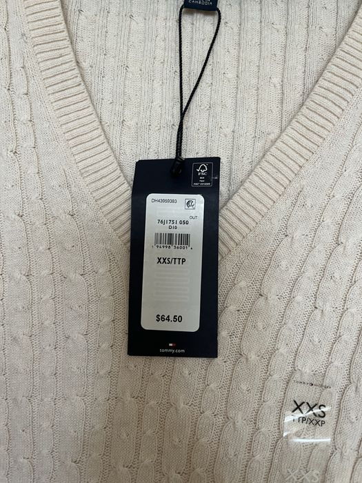 Pulover V neck Tommy Hilfiger slim fit waist pentru femei XXS