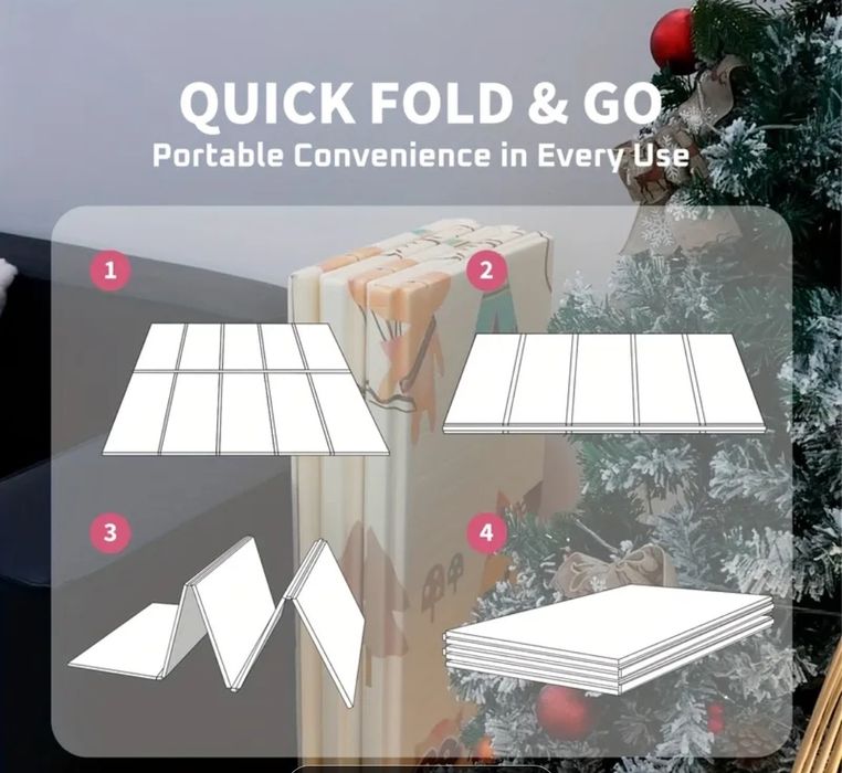 Детски килими, Сгъваема постелка за игра 180х120х1см, водоустойчив