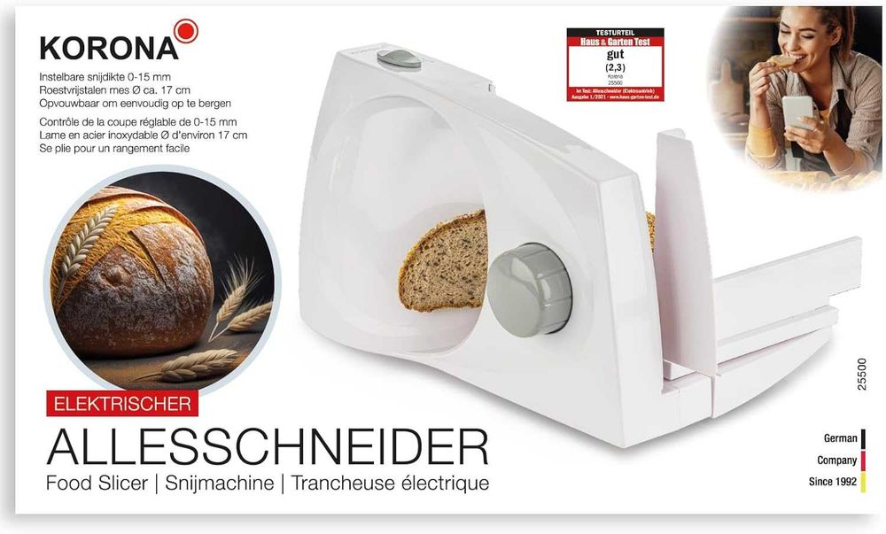 Korona 25500 All-Slicer, плавно регулируема ширина на рязане