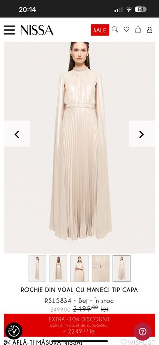 Rochie din voal cu maneci tip capa - Nissa