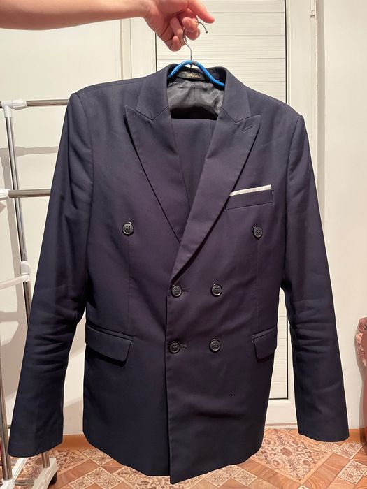 Тёмные синий костьюм шалбар тройка