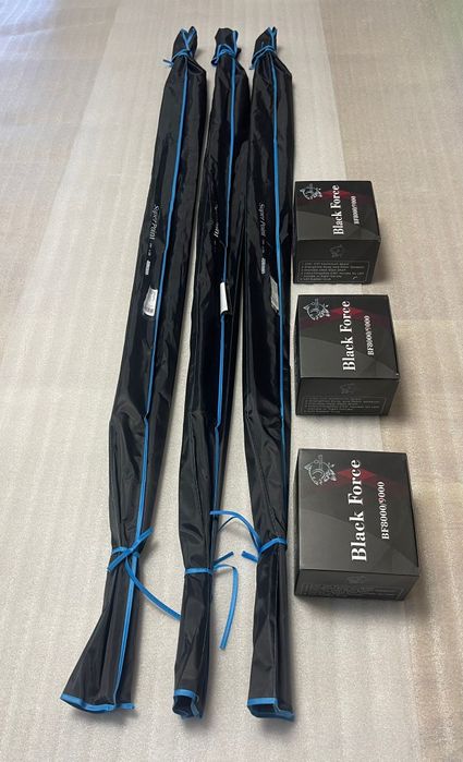 SET 3 Lansete Super Point 3.9m, 4.5lbs 2segmente + 3 Mulinete FL 9000