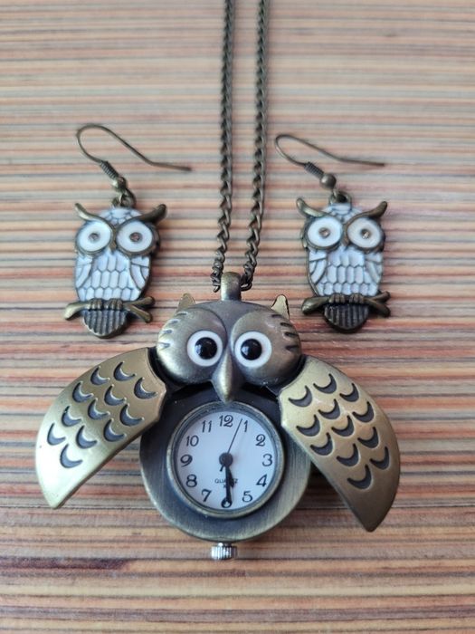 Set ceas + cercei bufnițe