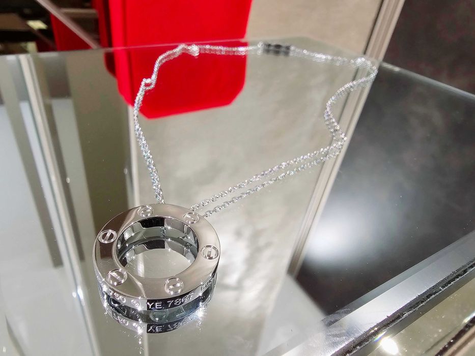 CARTIER Love White Gold Large Pendant Дамскo Колие