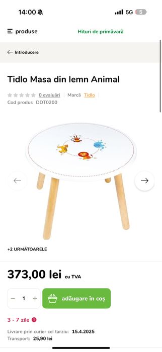 Set masa si 4 scaune copii Tidlo