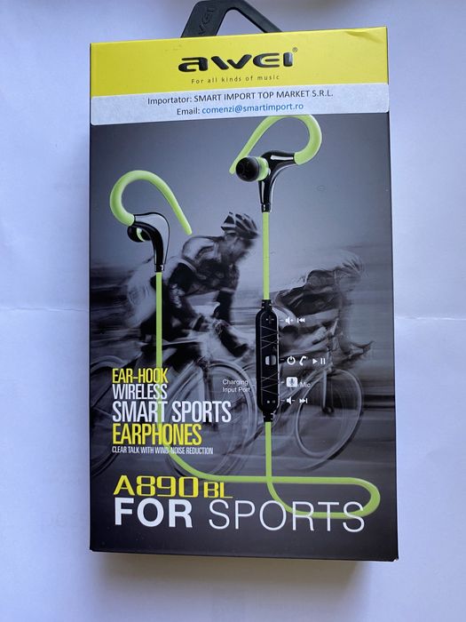 Awei A890BL - Căști sport Bluetooth In-ear cu extra bas