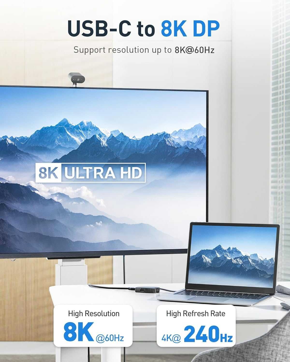 Hub dock USB-C Cable Matters cu DisplayPort 1.4 8K 60Hz 4K 144Hz 100W