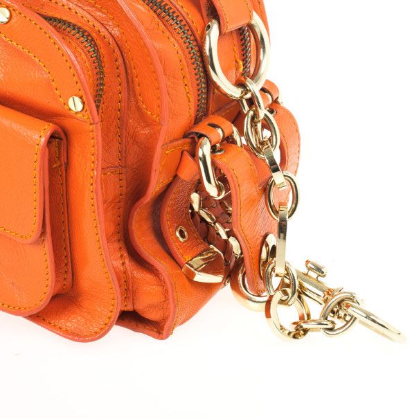 Versace Orange Leather Mini Satchel