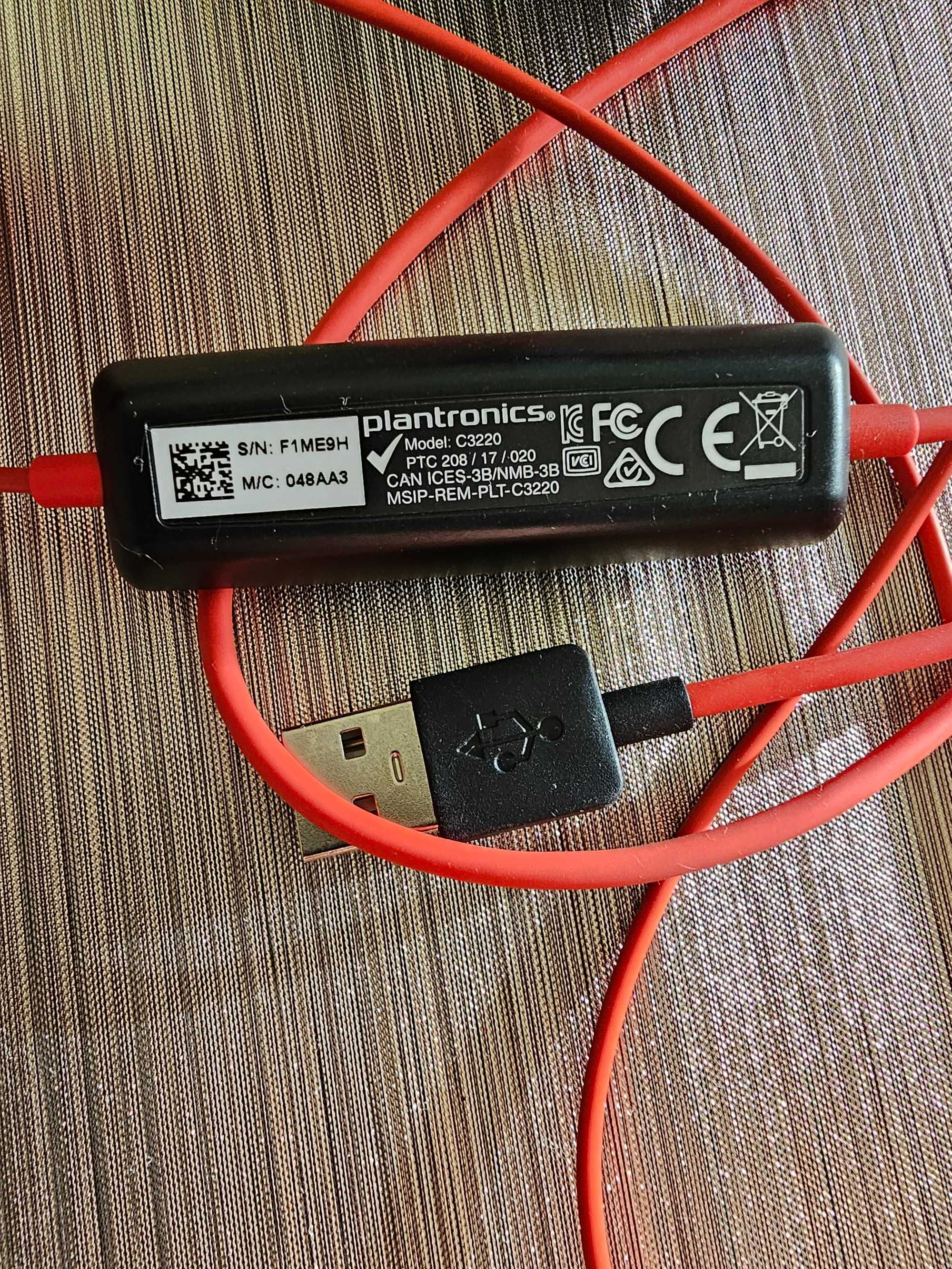 Слушалки с микрофон Plantronics C3220 USB-A с червен кабел
