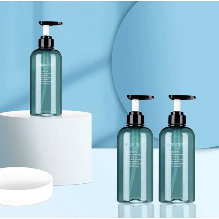 Set 3 recipiente pentru șampon, balsam și gel de duș, 500ml