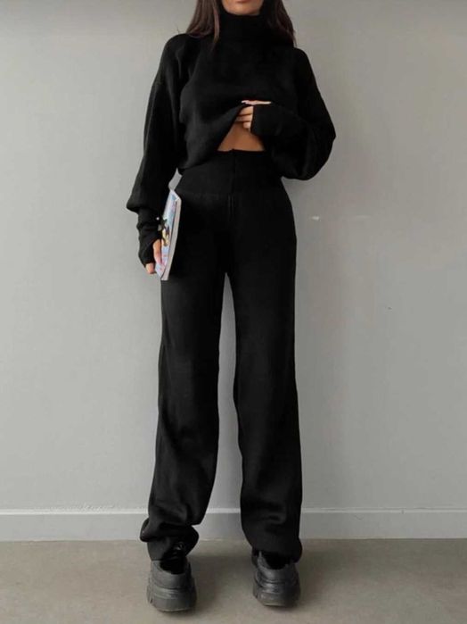 Черен компект, висока талия