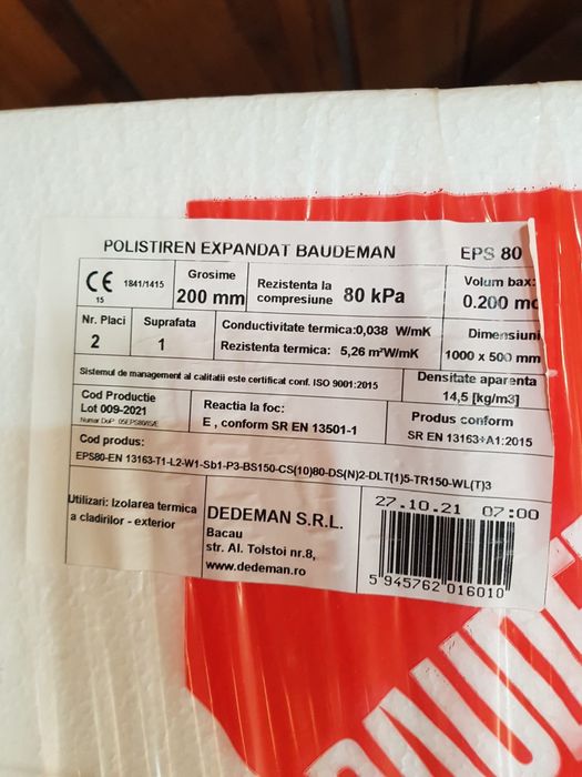 Vand Polistiren expandat Baudeman eps80-20 cm grosime