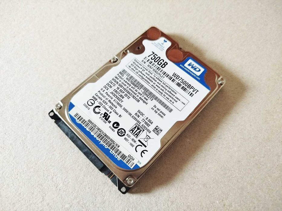 Жесткий диск ноутбук SATA 2.5 HDD 750 GB 100% здоровье Western Digital
