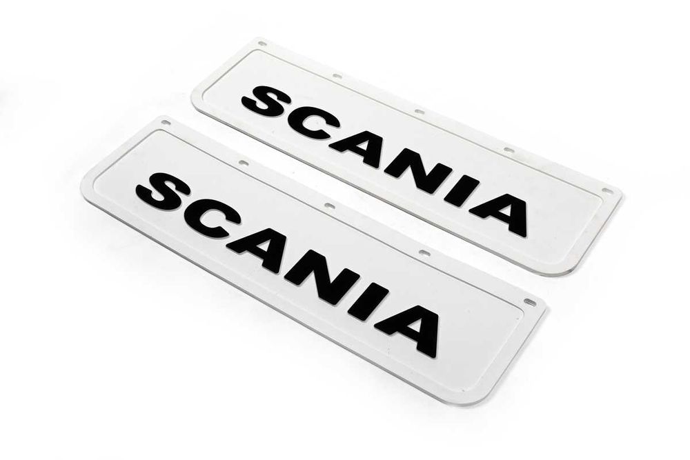 Релефни Бели Гумени Калобрани за Scania / Скания 60x18 см к-т