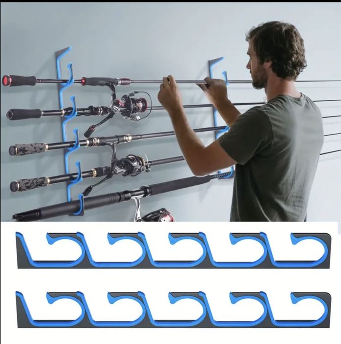 Стойка за съхранение на въдици. Подходяща за монтаж на стена и таван.
