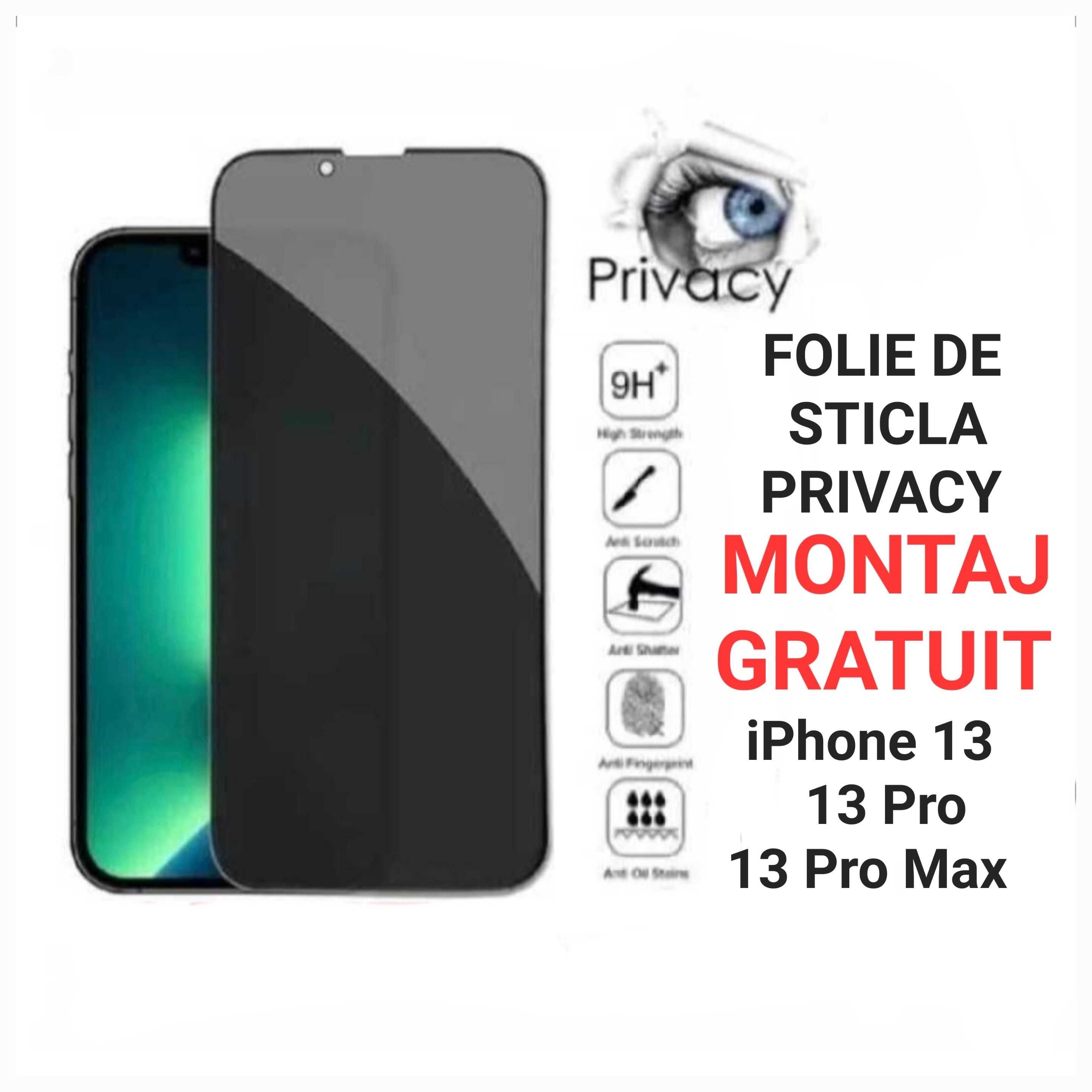 Folie de Sticla Privacy Full iPhone 12 . 13 . Pro . Pro Max . 14 . 15