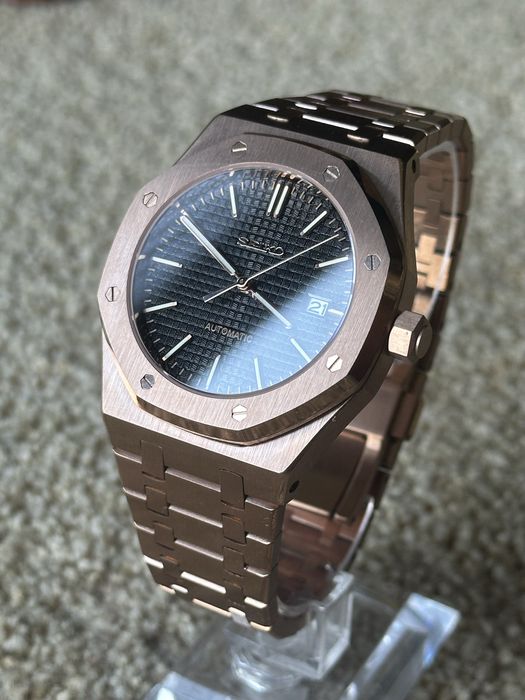 Ceas Seiko Royal Oak Rose Gold Black Mod
