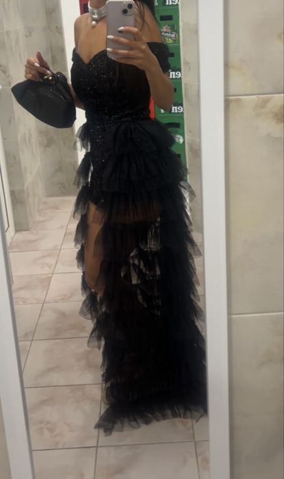 Офицялна рокля тип гащеризон /черно бижу/